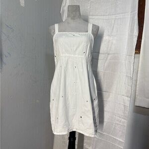 Passport Y2K White Embroidered Sequin Dress Size L